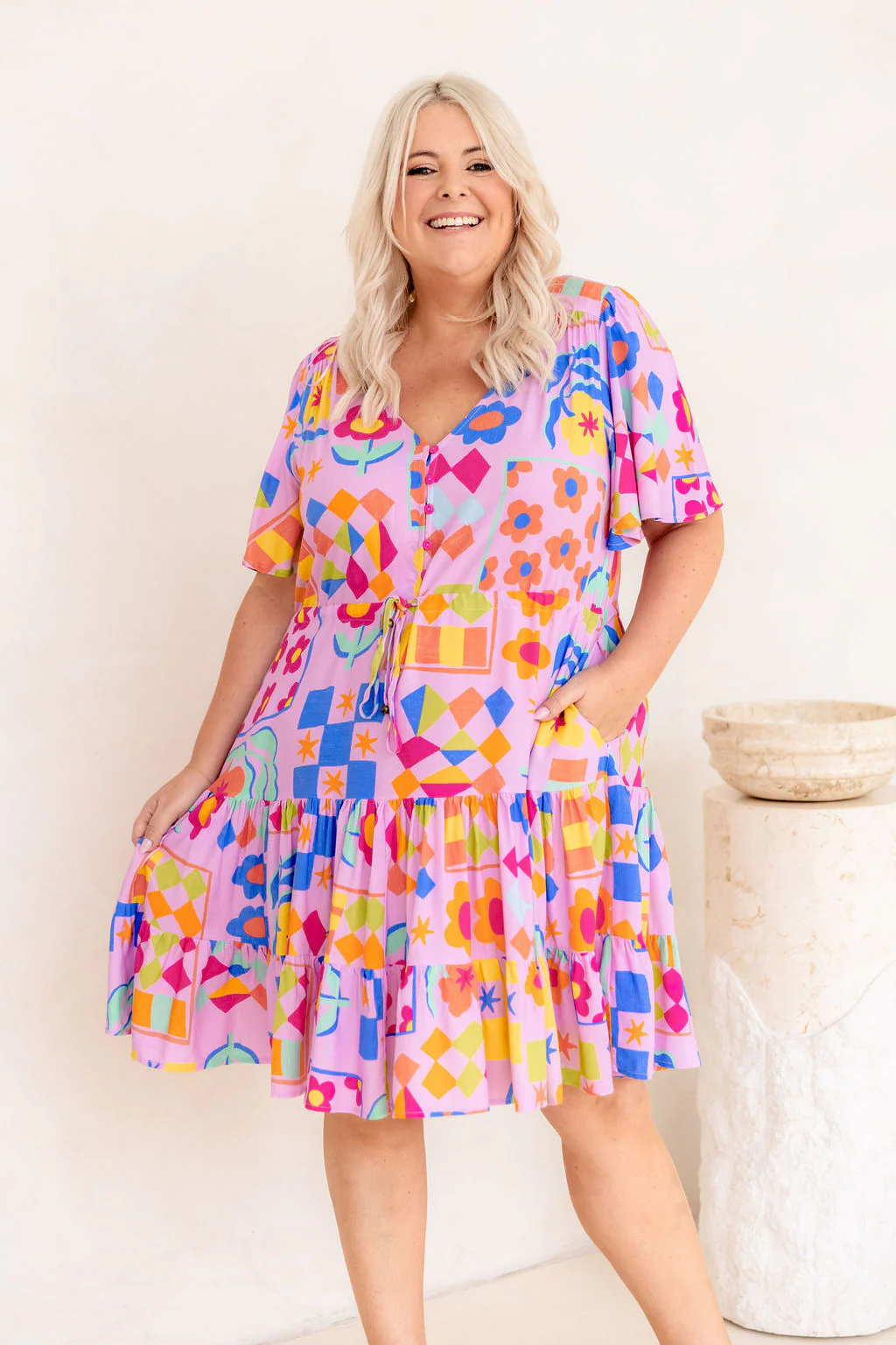 Charlie Dress in Checkerboard Petals