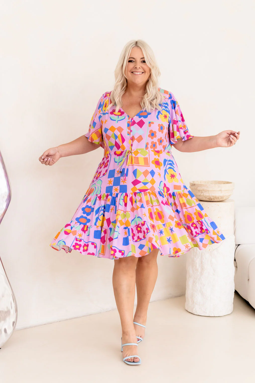 Charlie Dress in Checkerboard Petals - Image 2