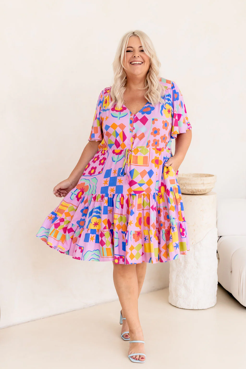 Charlie Dress in Checkerboard Petals - Image 3