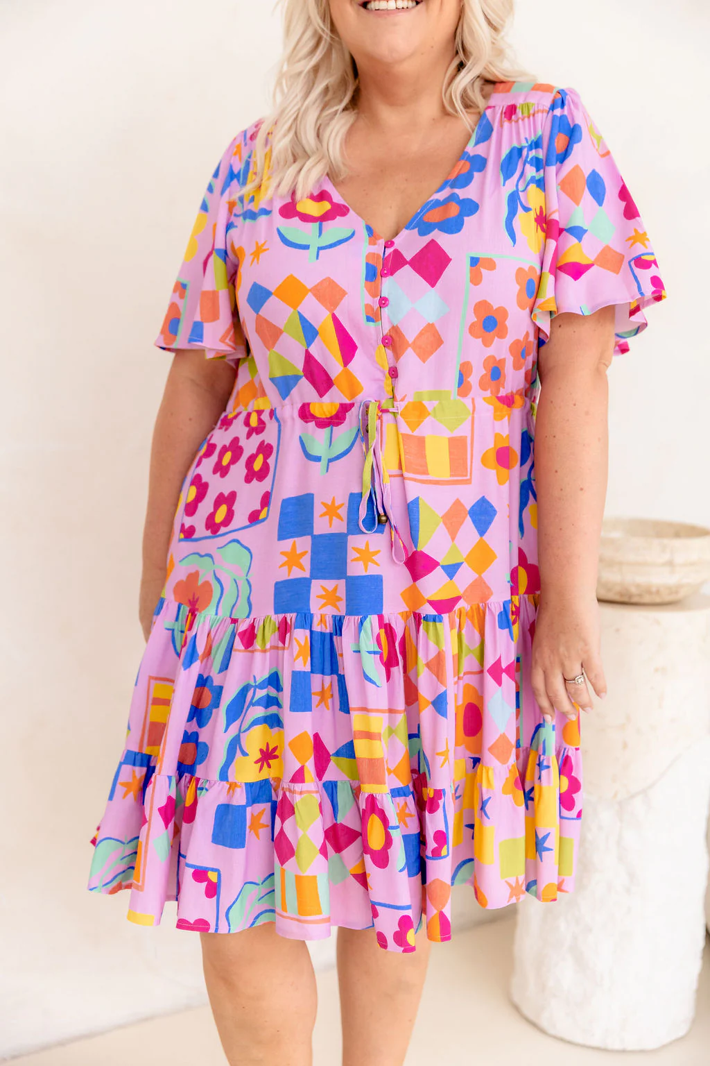 Charlie Dress in Checkerboard Petals - Image 4