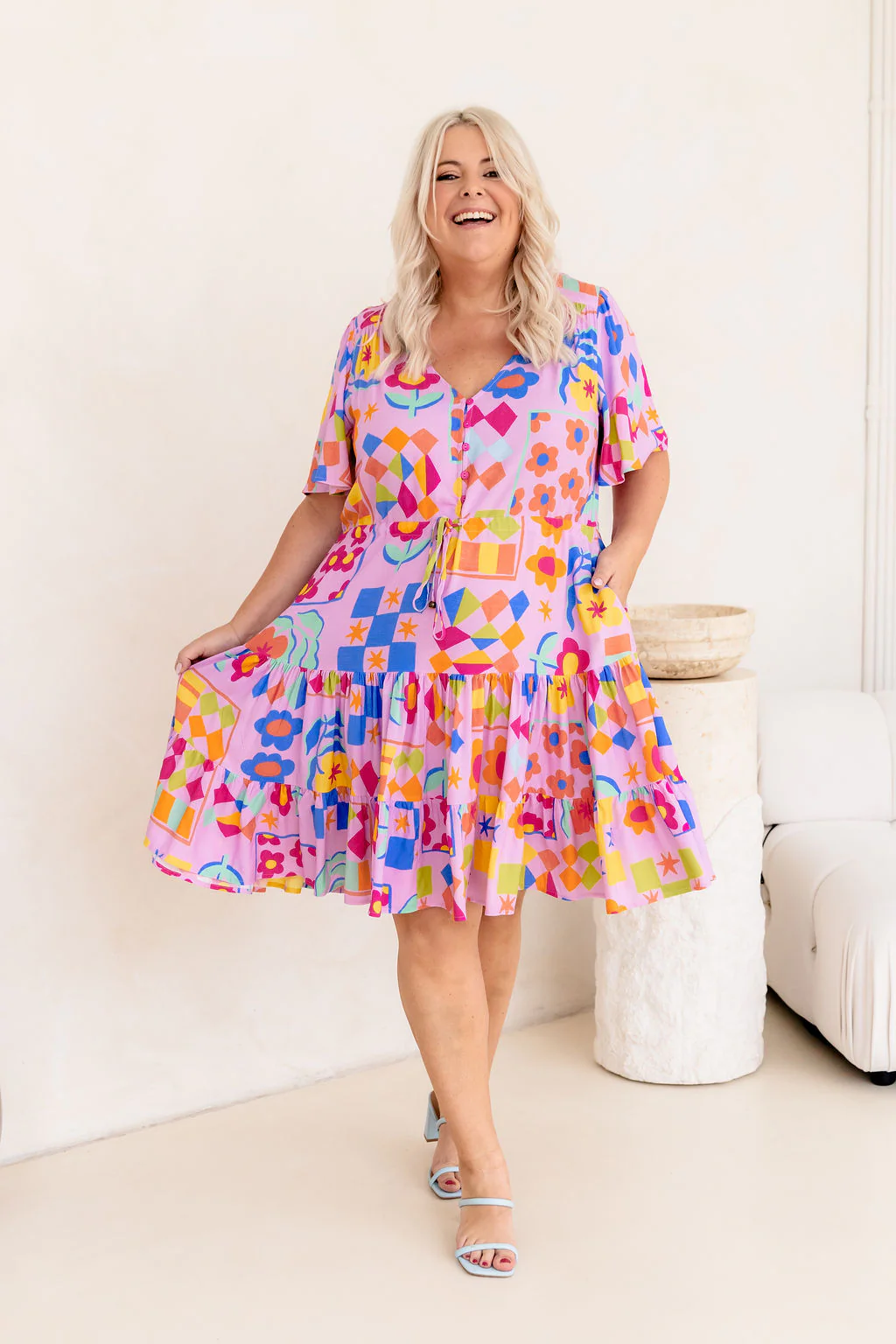 Charlie Dress in Checkerboard Petals - Image 8