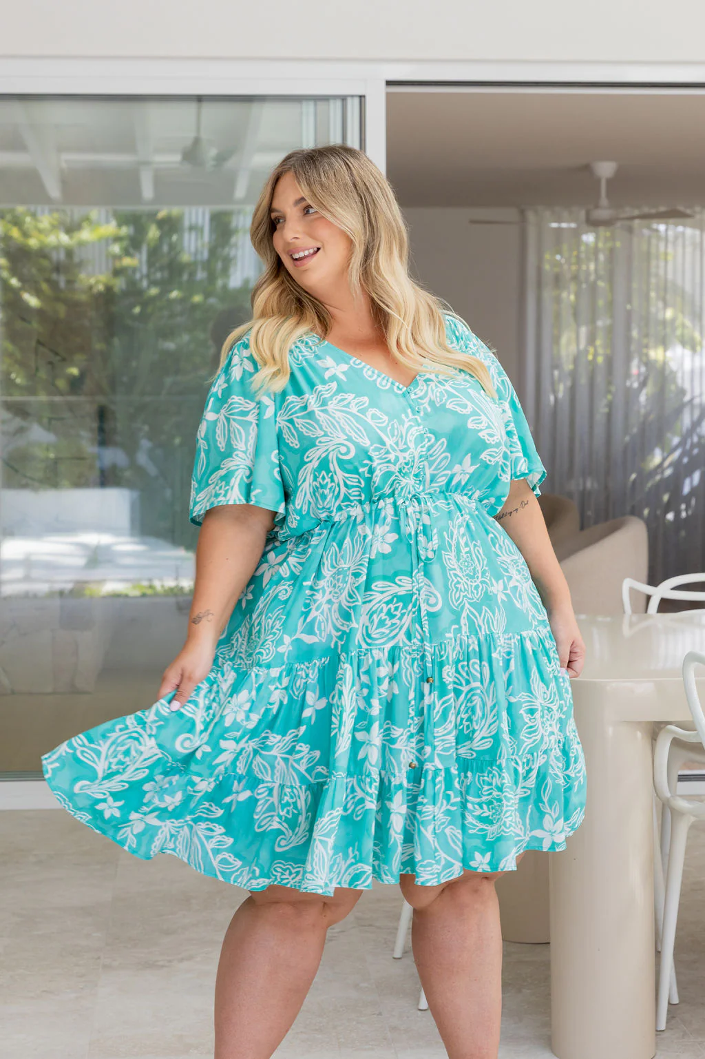Charlie Dress in Turquoise Paisley - Image 10