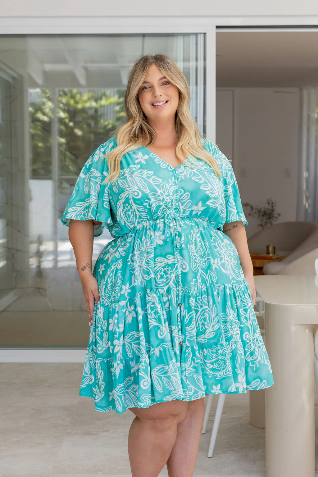 Charlie Dress in Turquoise Paisley - Image 8