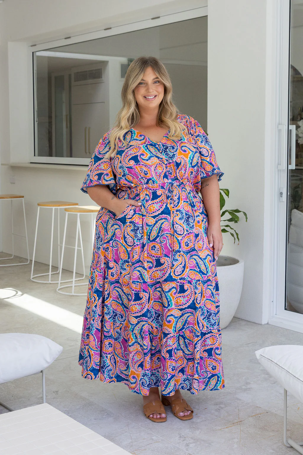 Charlize Maxi Dress in Rainbow Boteh - Image 4