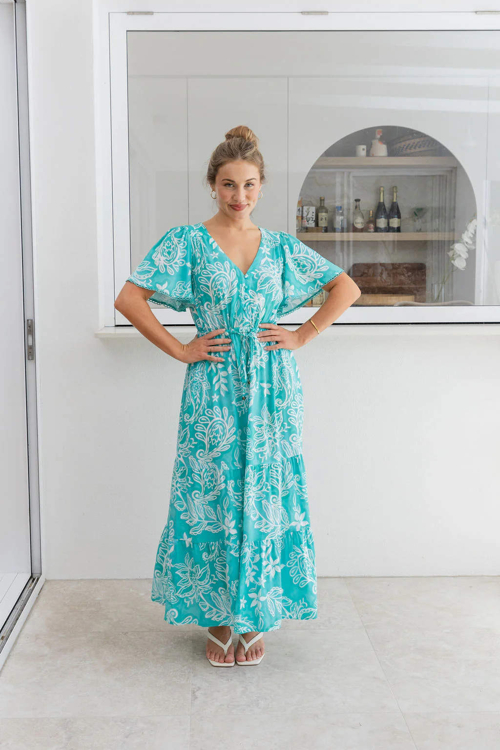Charlize Maxi Dress in Turquoise Paisley - Image 10