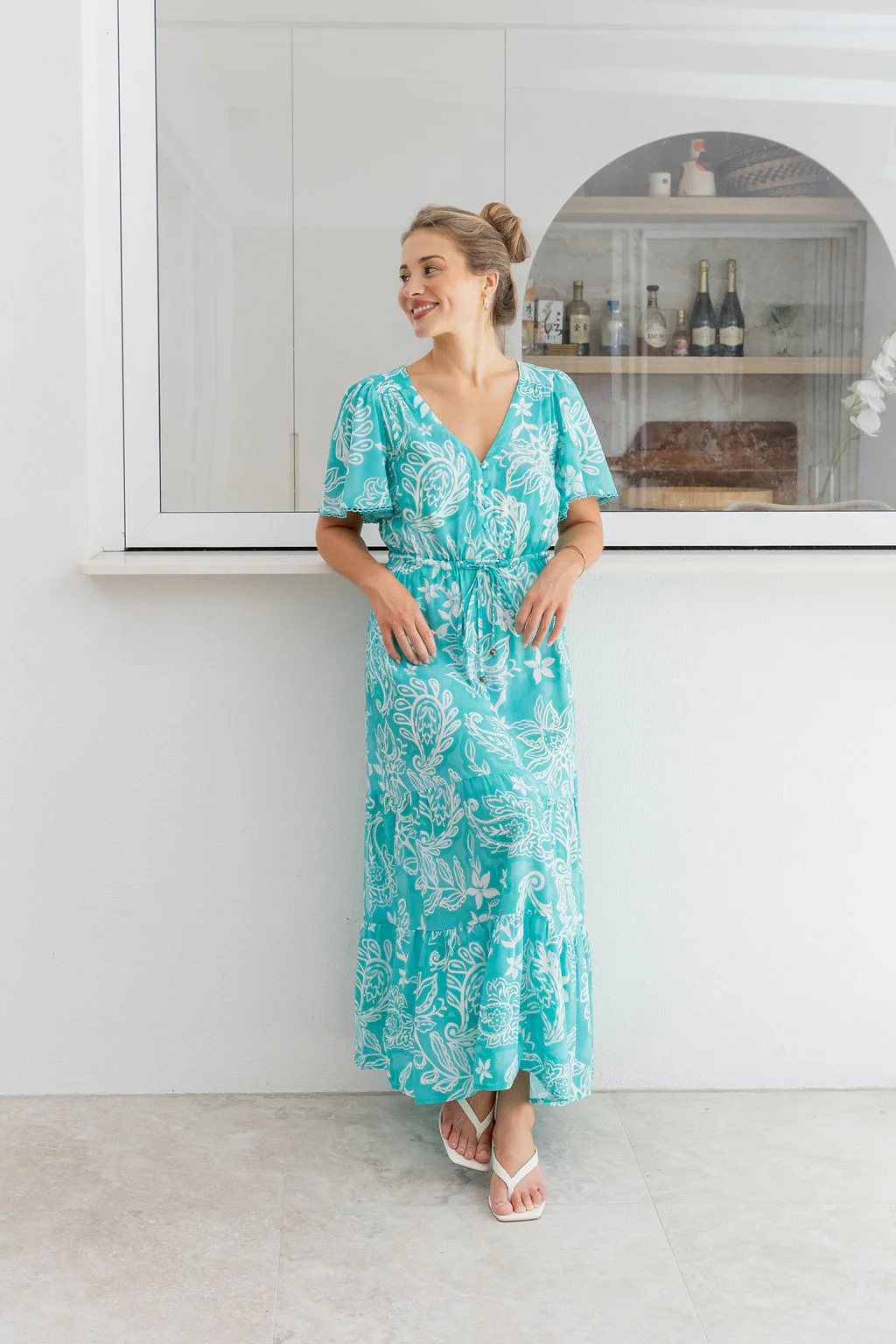 Charlize Maxi Dress in Turquoise Paisley - Image 17