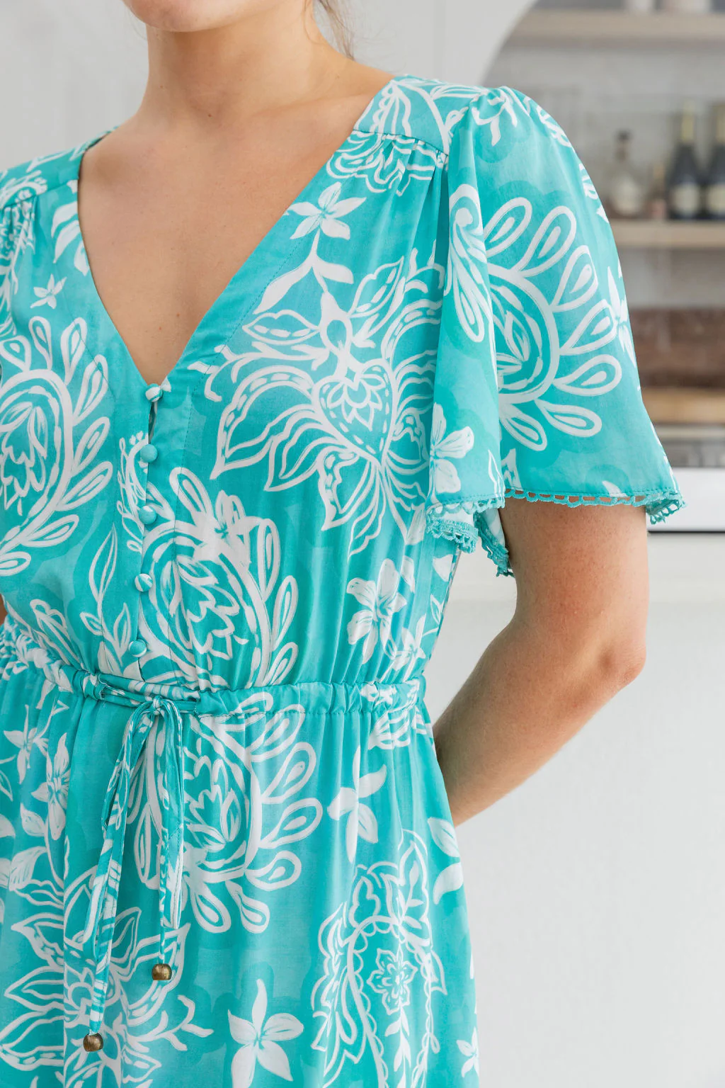 Charlize Maxi Dress in Turquoise Paisley - Image 18
