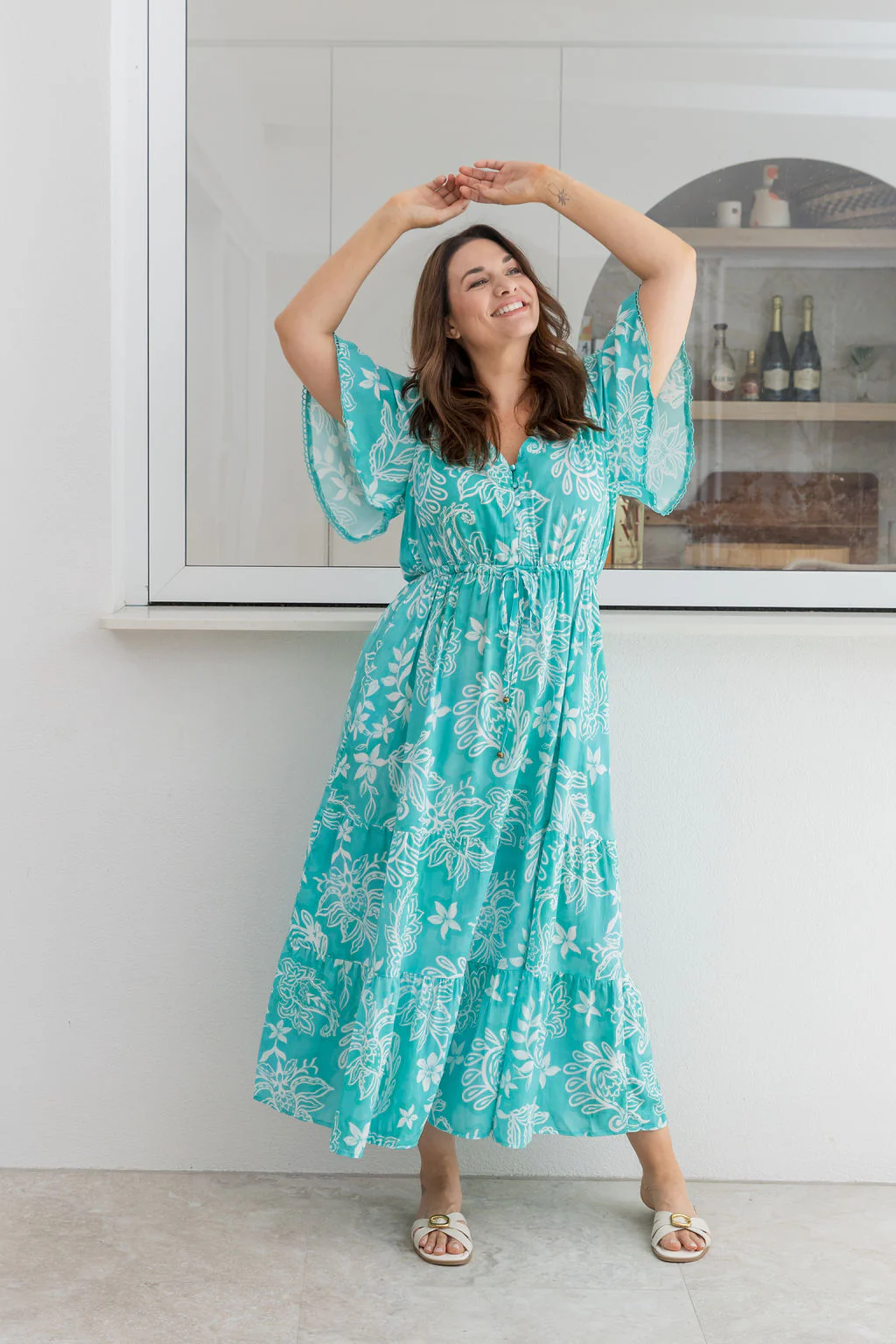 Charlize Maxi Dress in Turquoise Paisley - Image 19