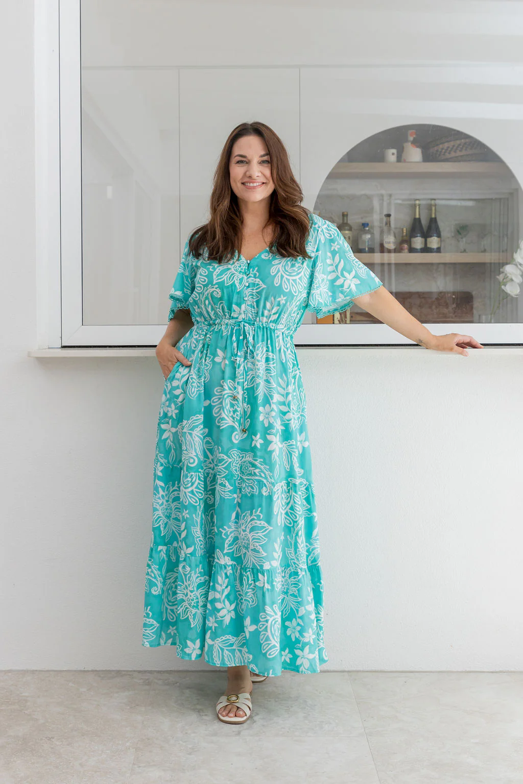 Charlize Maxi Dress in Turquoise Paisley - Image 3