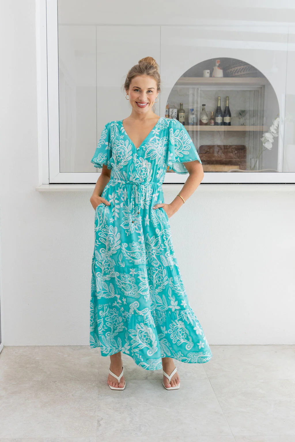 Charlize Maxi Dress in Turquoise Paisley - Image 4