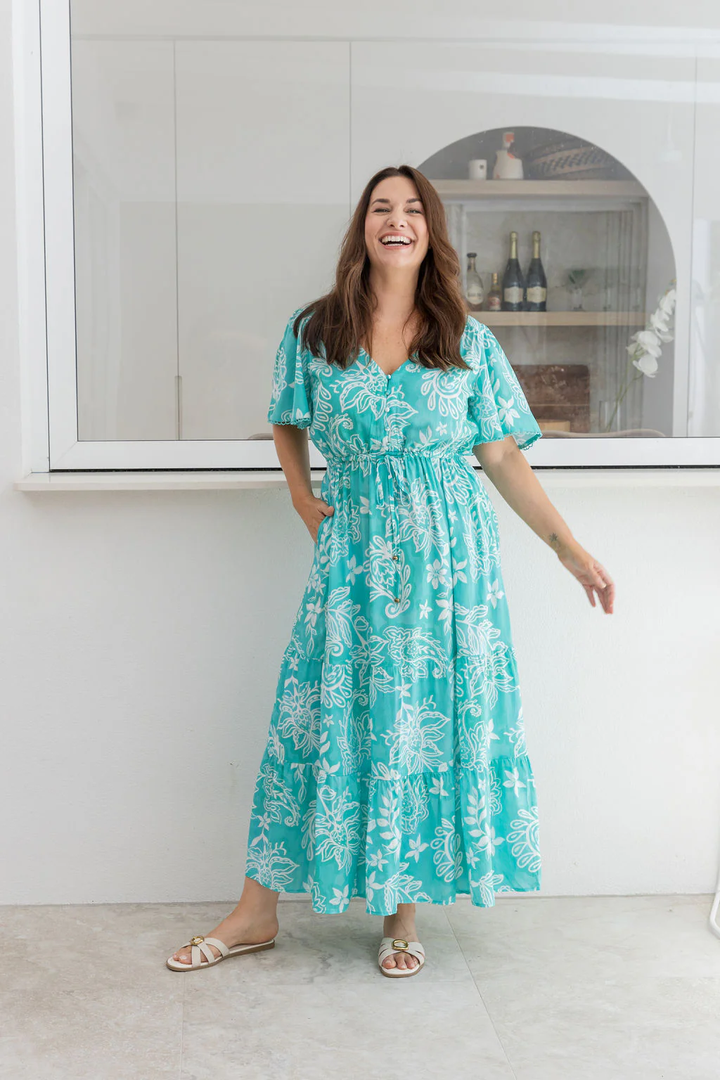 Charlize Maxi Dress in Turquoise Paisley - Image 8
