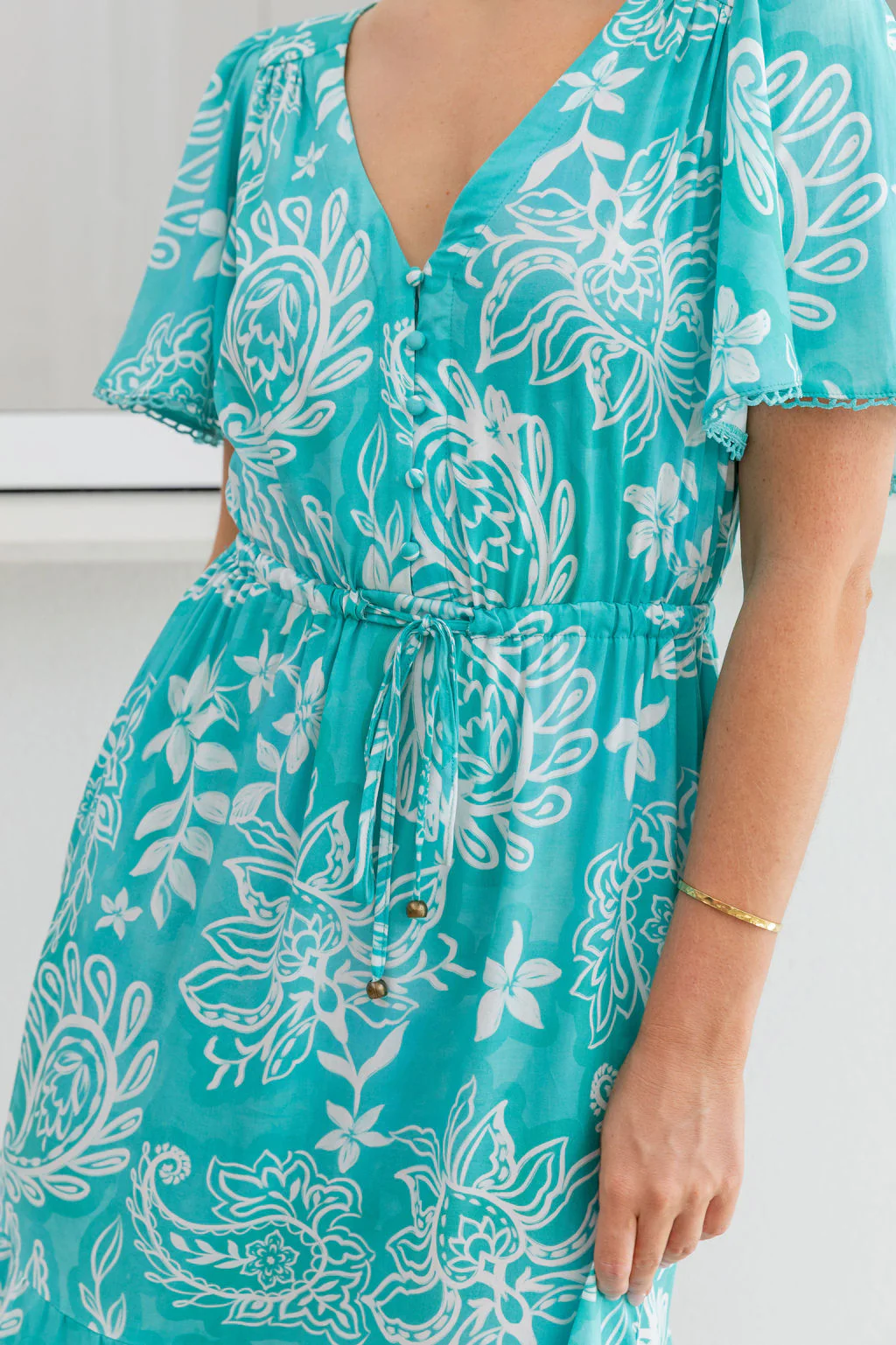 Charlize Maxi Dress in Turquoise Paisley - Image 9