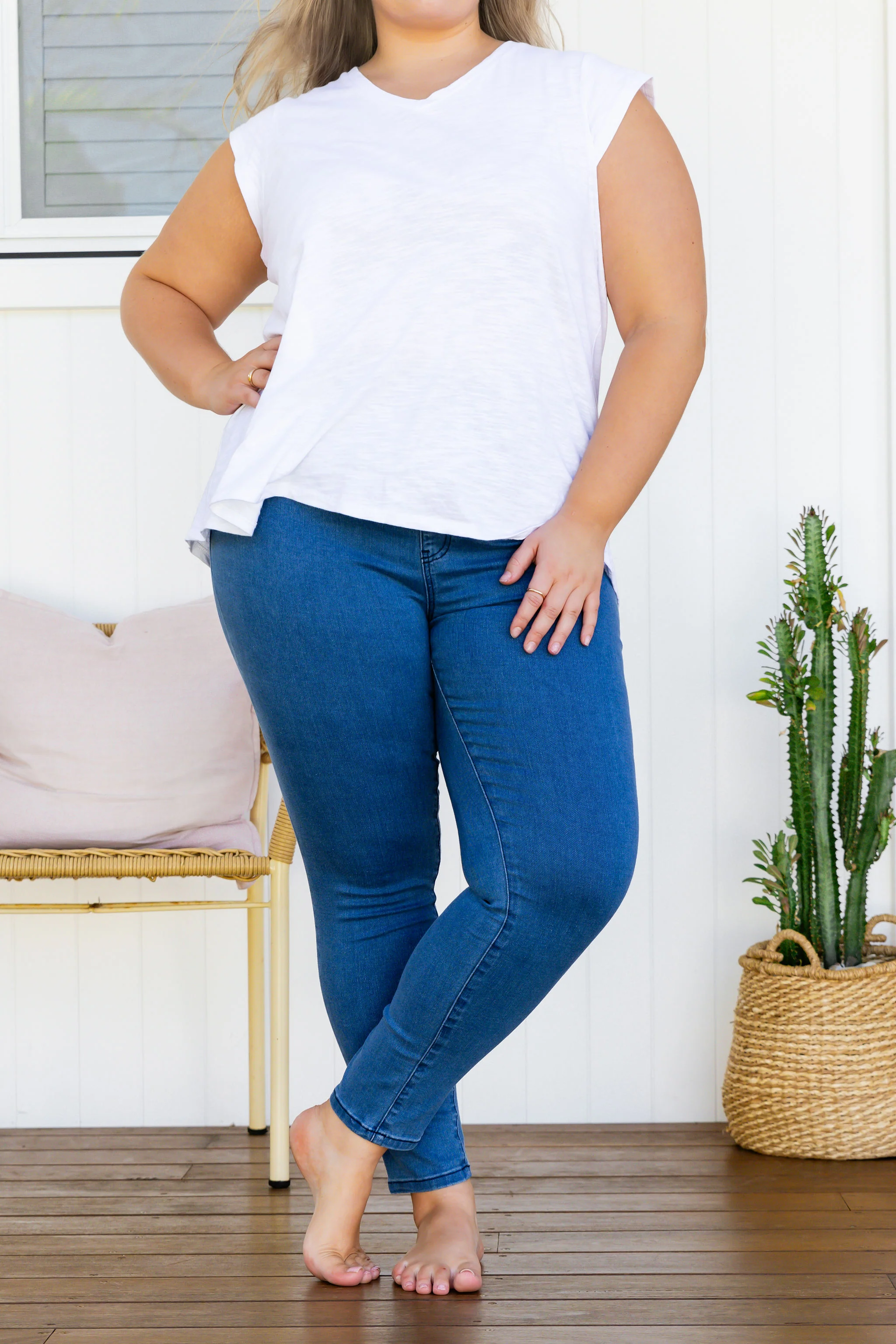 Corey Pull on Jeans in Mid Blue - Image 13
