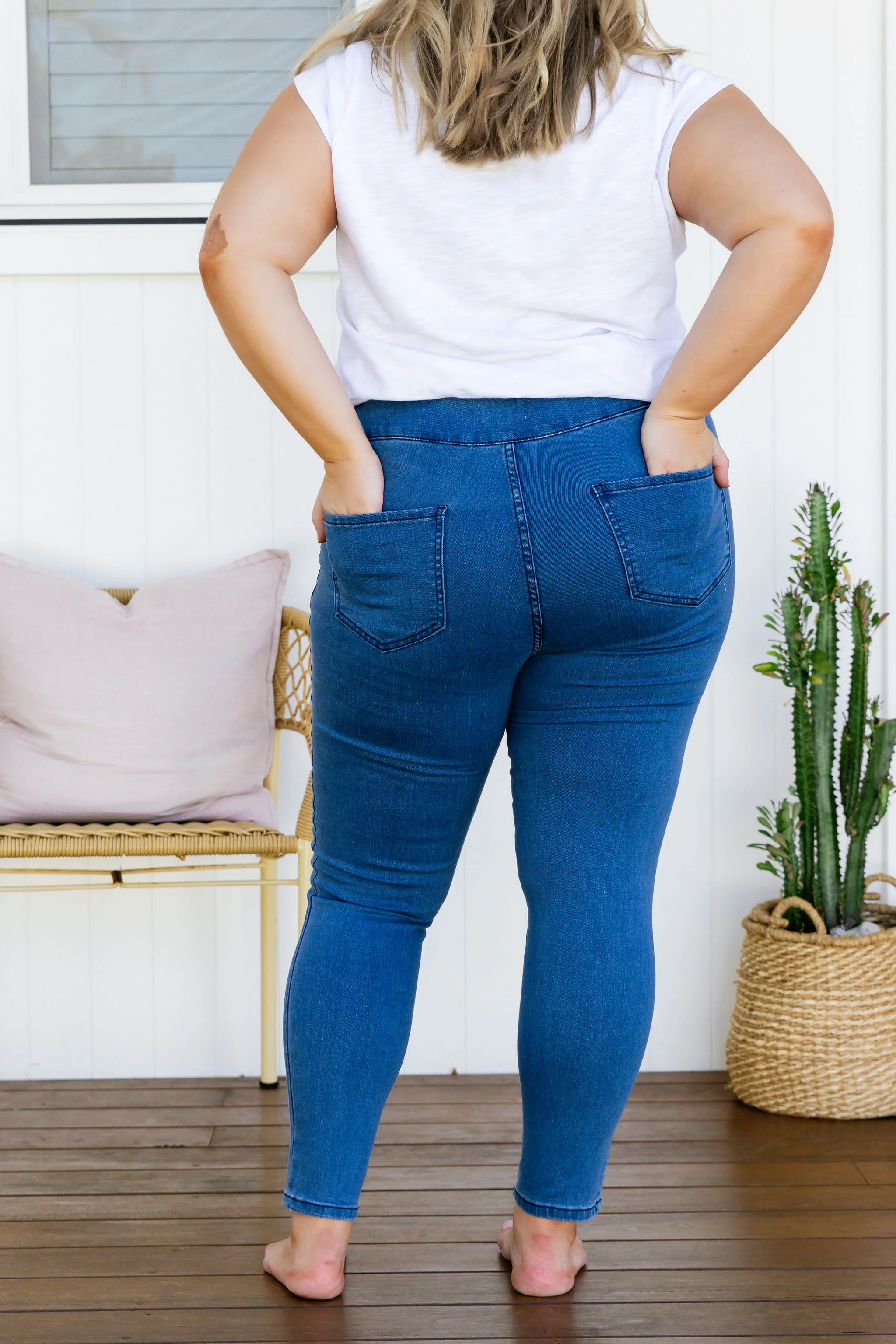 Corey Pull on Jeans in Mid Blue - Image 15