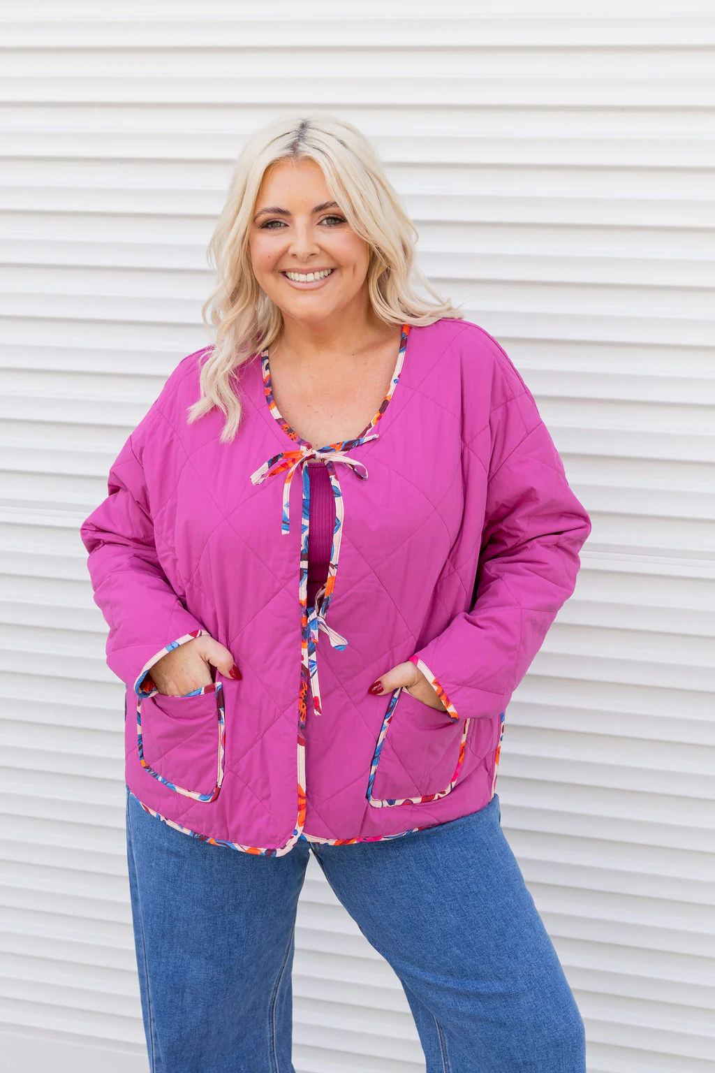 Deja Reversible Jacket in Jardin/Deep Magenta - Image 15