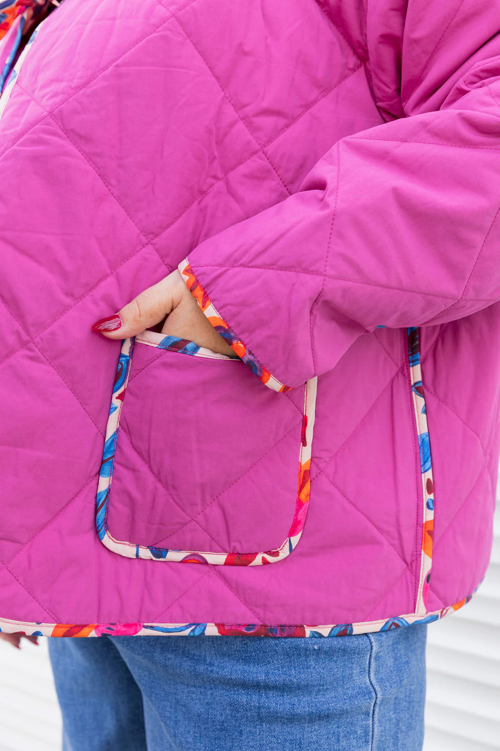 Deja Reversible Jacket in Jardin/Deep Magenta - Image 7