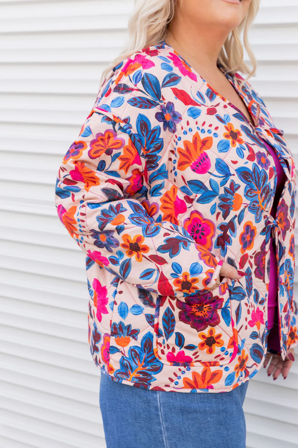 Deja Reversible Jacket in Jardin/Deep Magenta - Image 8