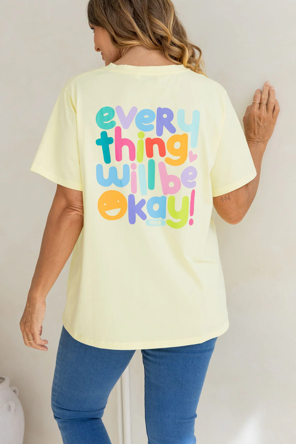 Della Relaxed V-Tee in Be Okay Lemon by Kasey Rainbow - Image 2