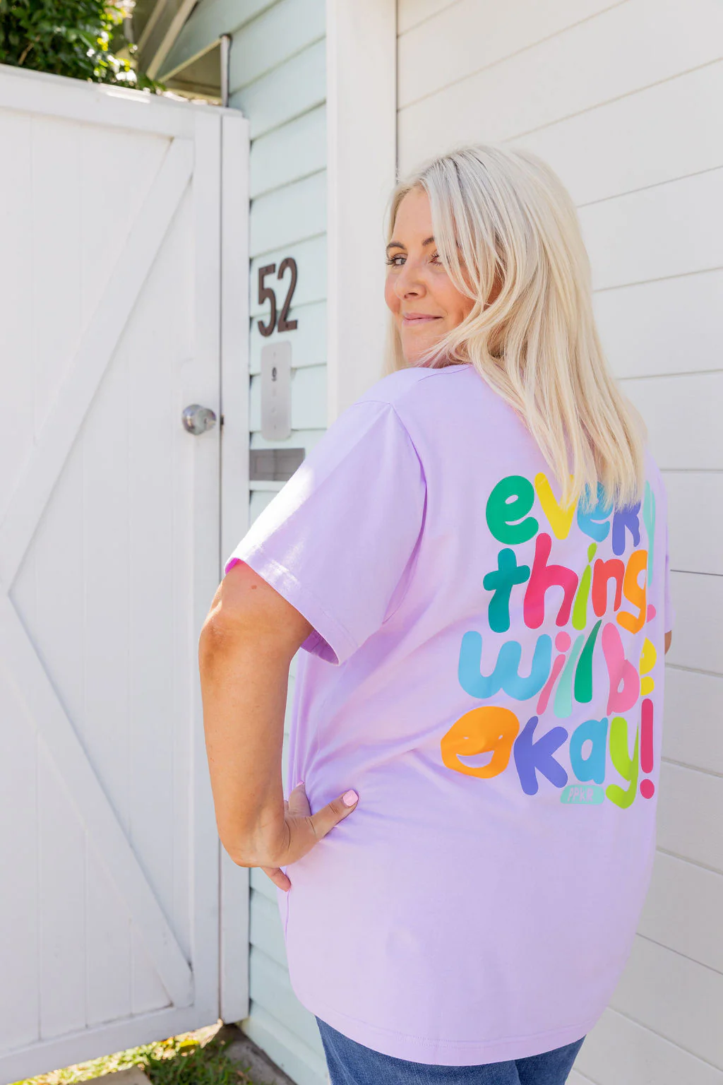 Della Relaxed V-Tee in Be Okay Lilac by Kasey Rainbow - Image 12