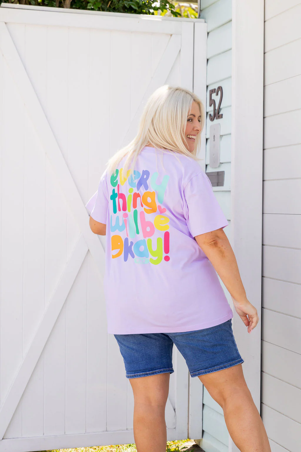 Della Relaxed V-Tee in Be Okay Lilac by Kasey Rainbow - Image 13
