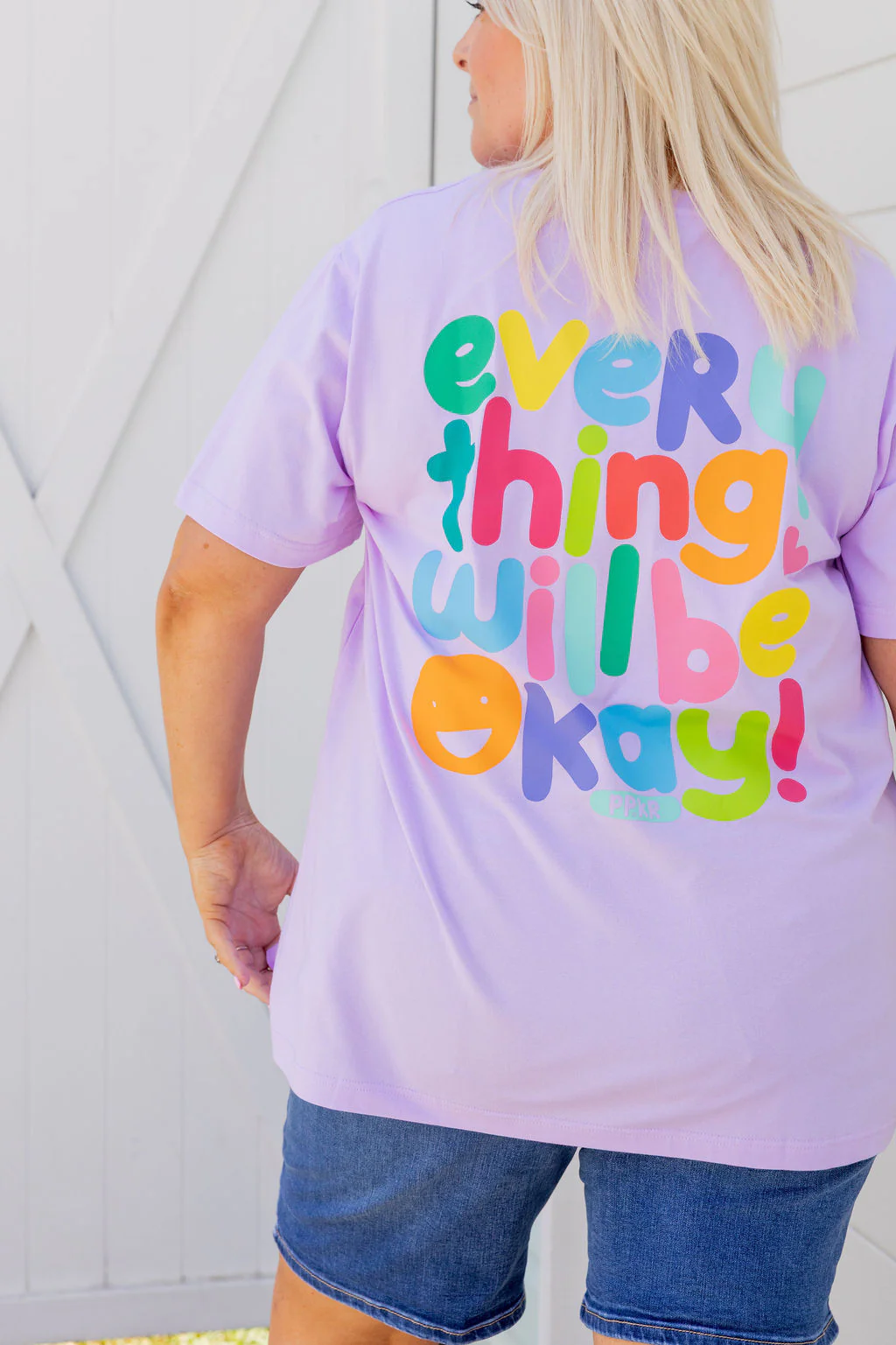 Della Relaxed V-Tee in Be Okay Lilac by Kasey Rainbow - Image 5