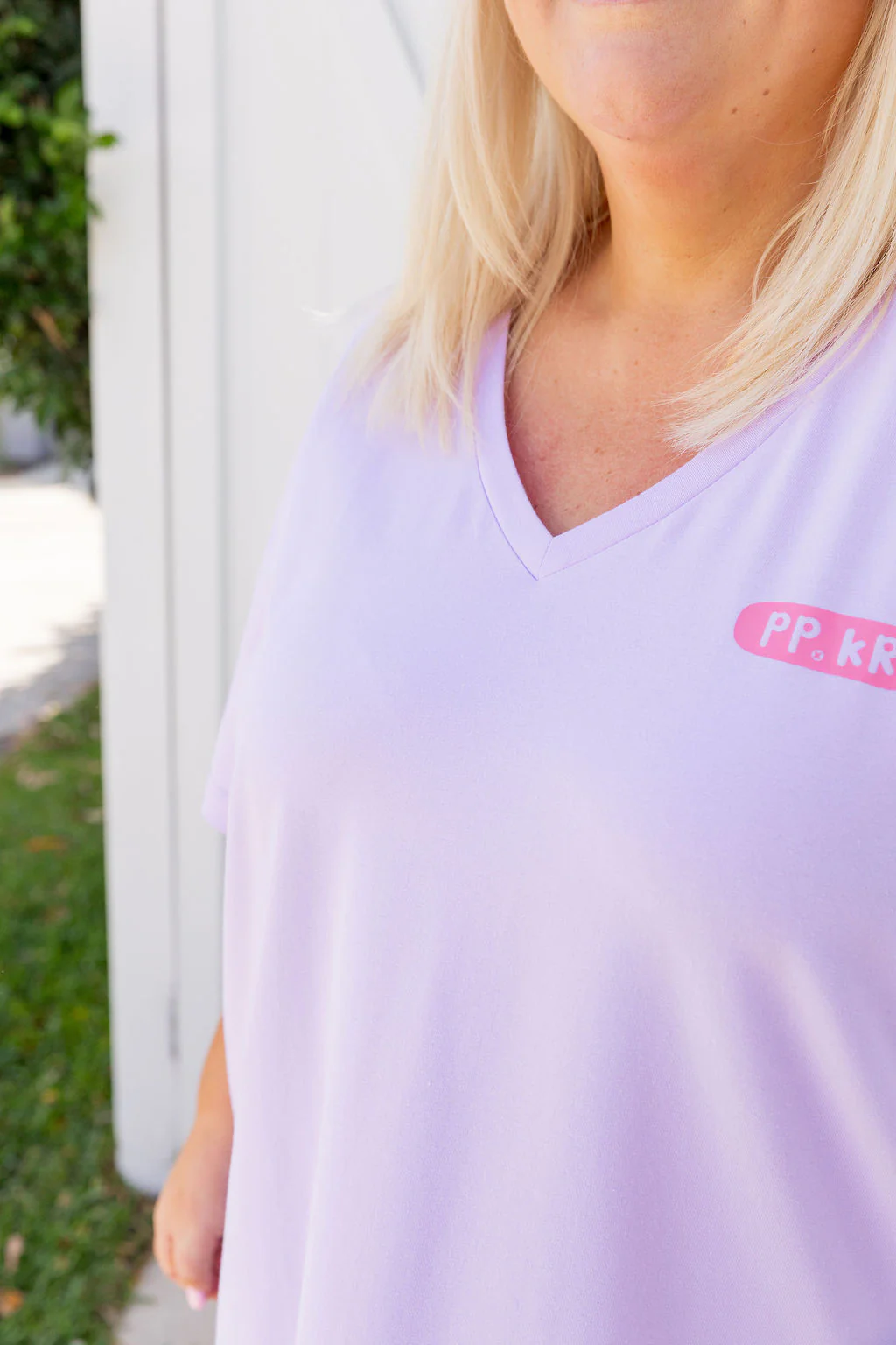 Della Relaxed V-Tee in Be Okay Lilac by Kasey Rainbow - Image 9