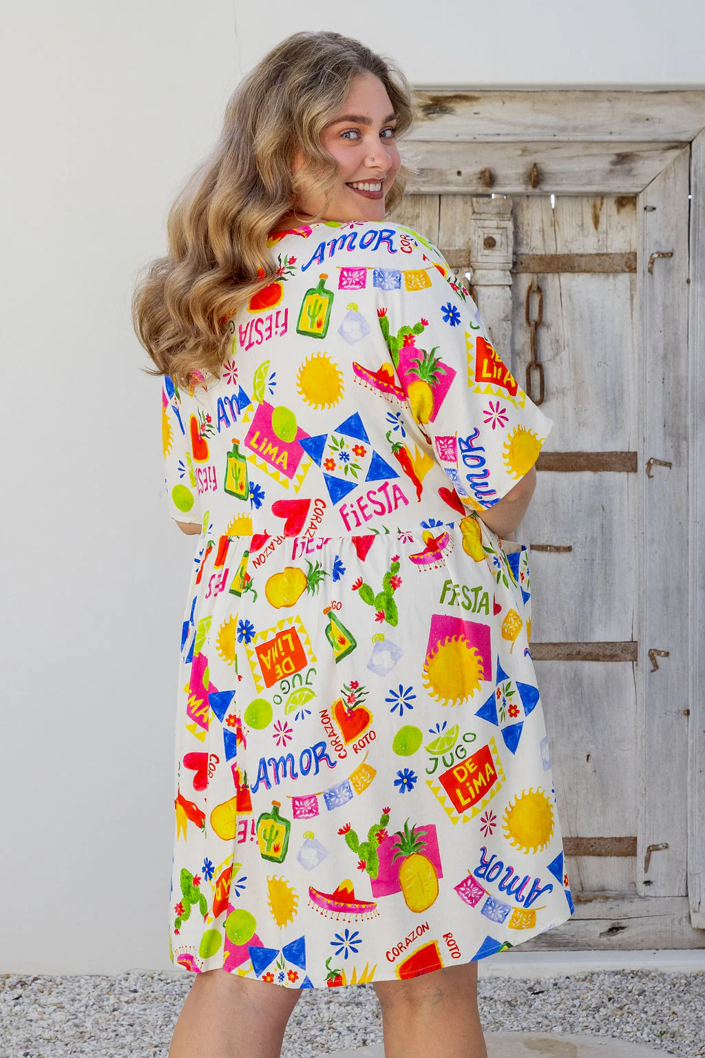 Disco Linen Blend Dress in Corazon - Image 11