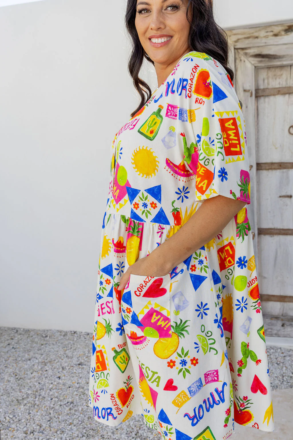 Disco Linen Blend Dress in Corazon - Image 8