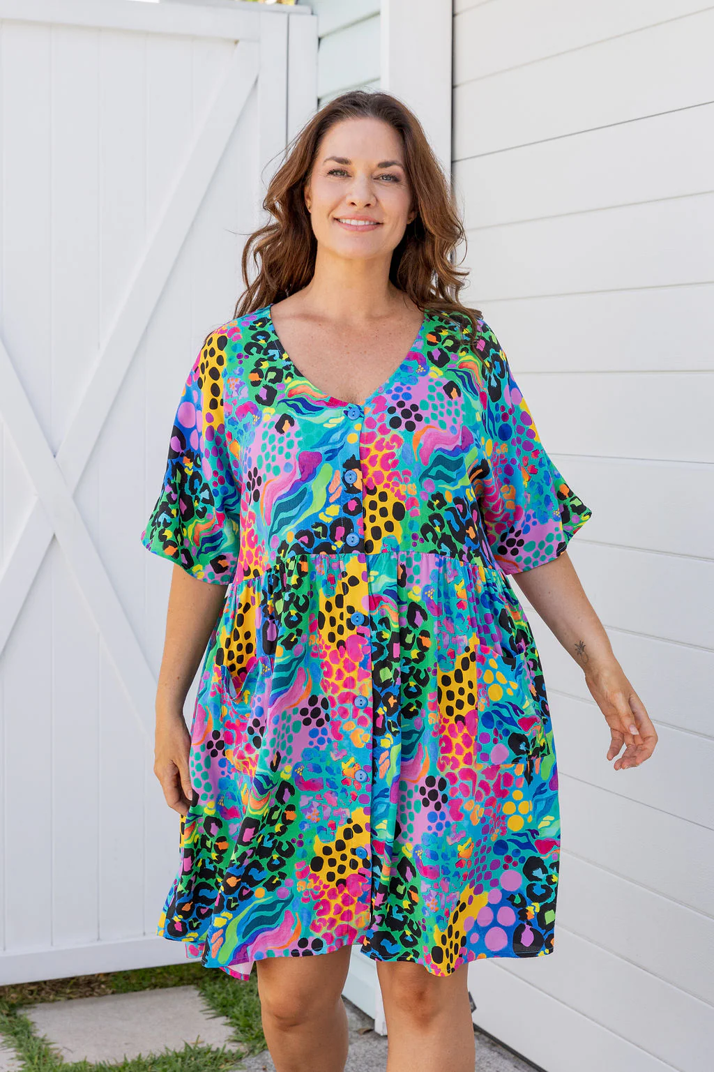 Disco Dress in Electric Leopard by Kasey Rainbow - Image 6