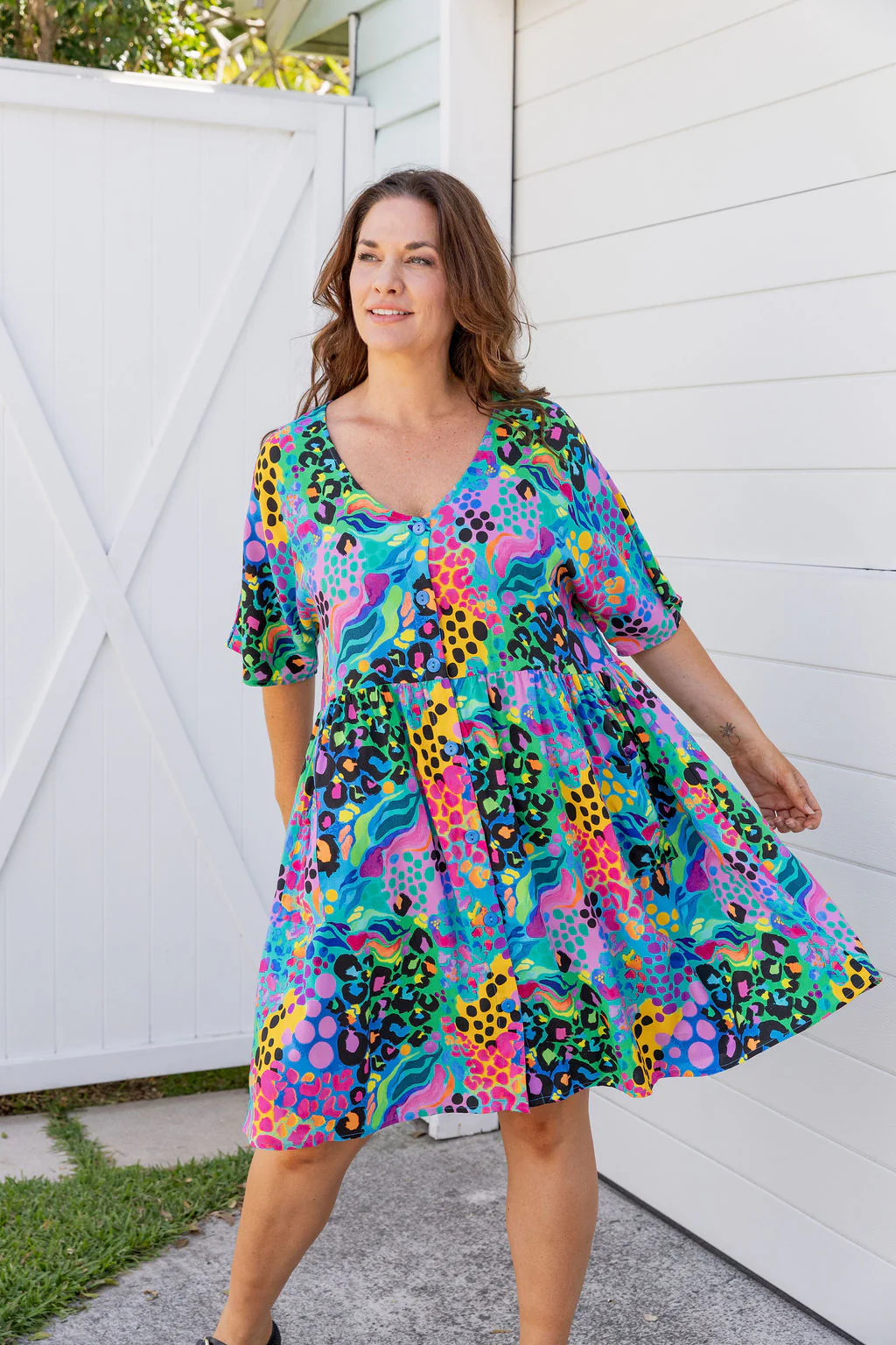 Disco Dress in Electric Leopard by Kasey Rainbow - Image 8