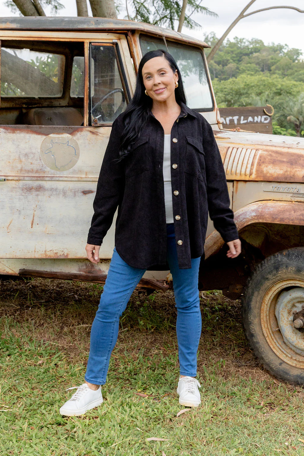 Elsia Cord Shacket in Black - Image 4