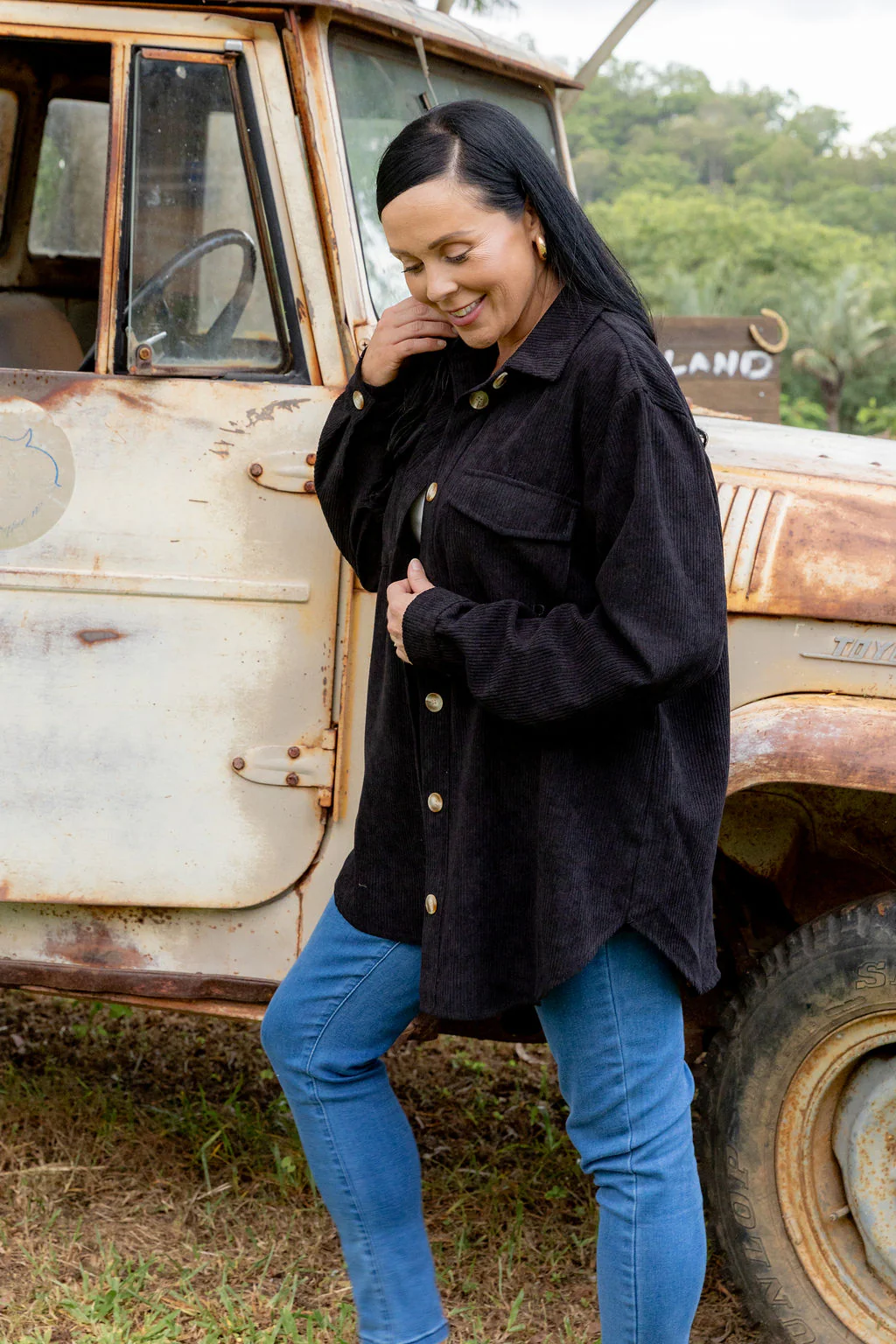 Elsia Cord Shacket in Black - Image 6