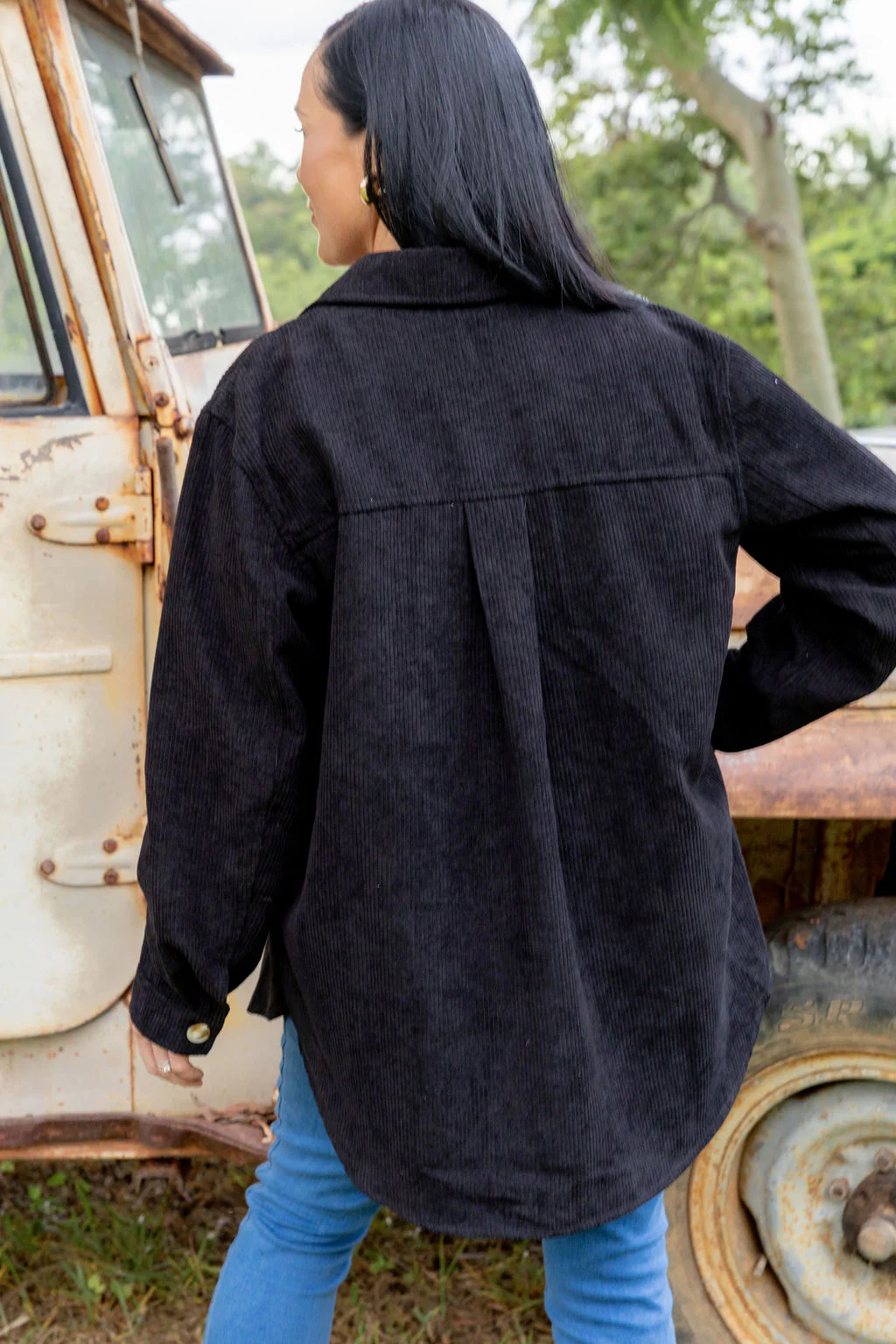 Elsia Cord Shacket in Black - Image 7