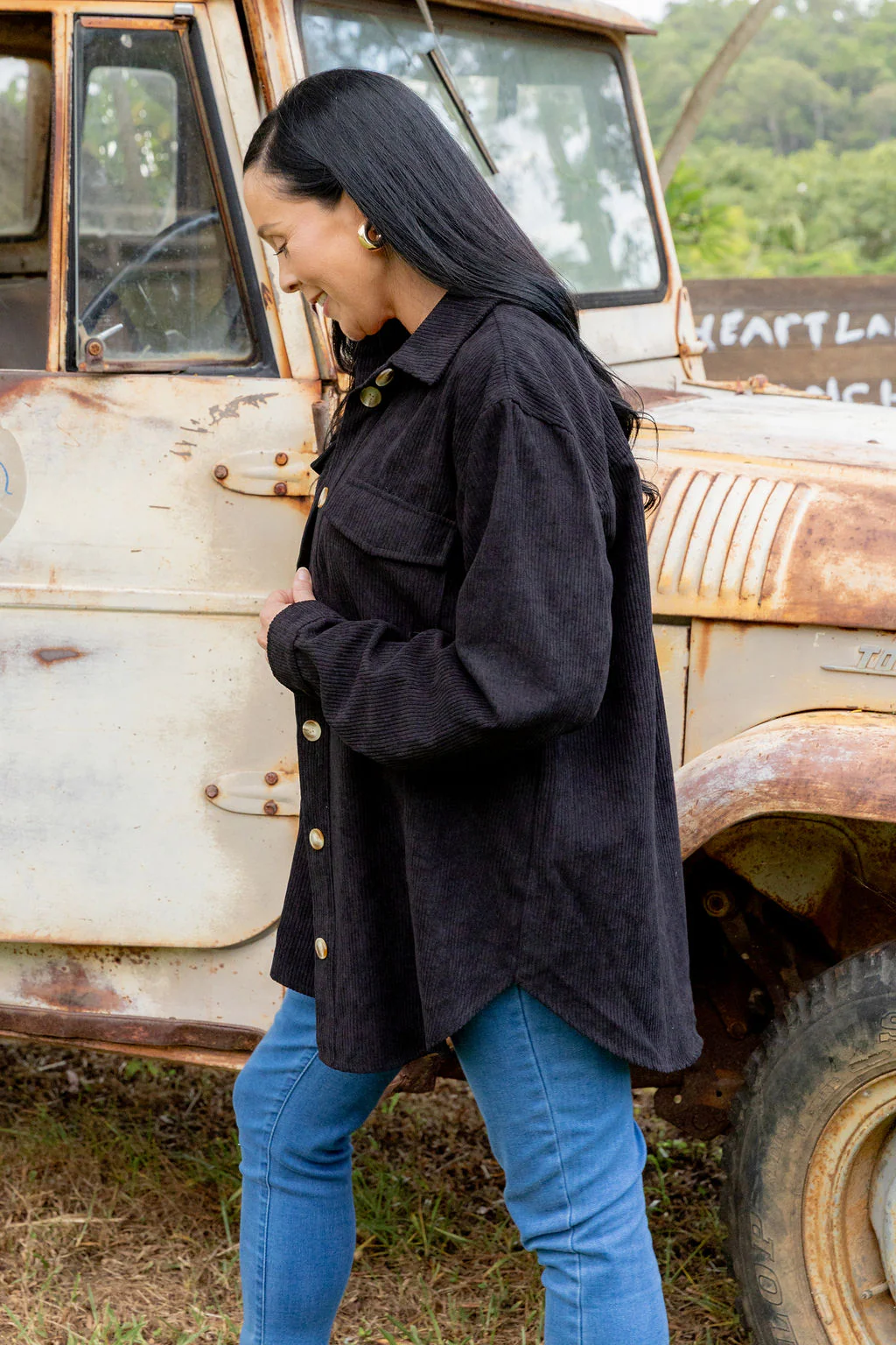Elsia Cord Shacket in Black - Image 8