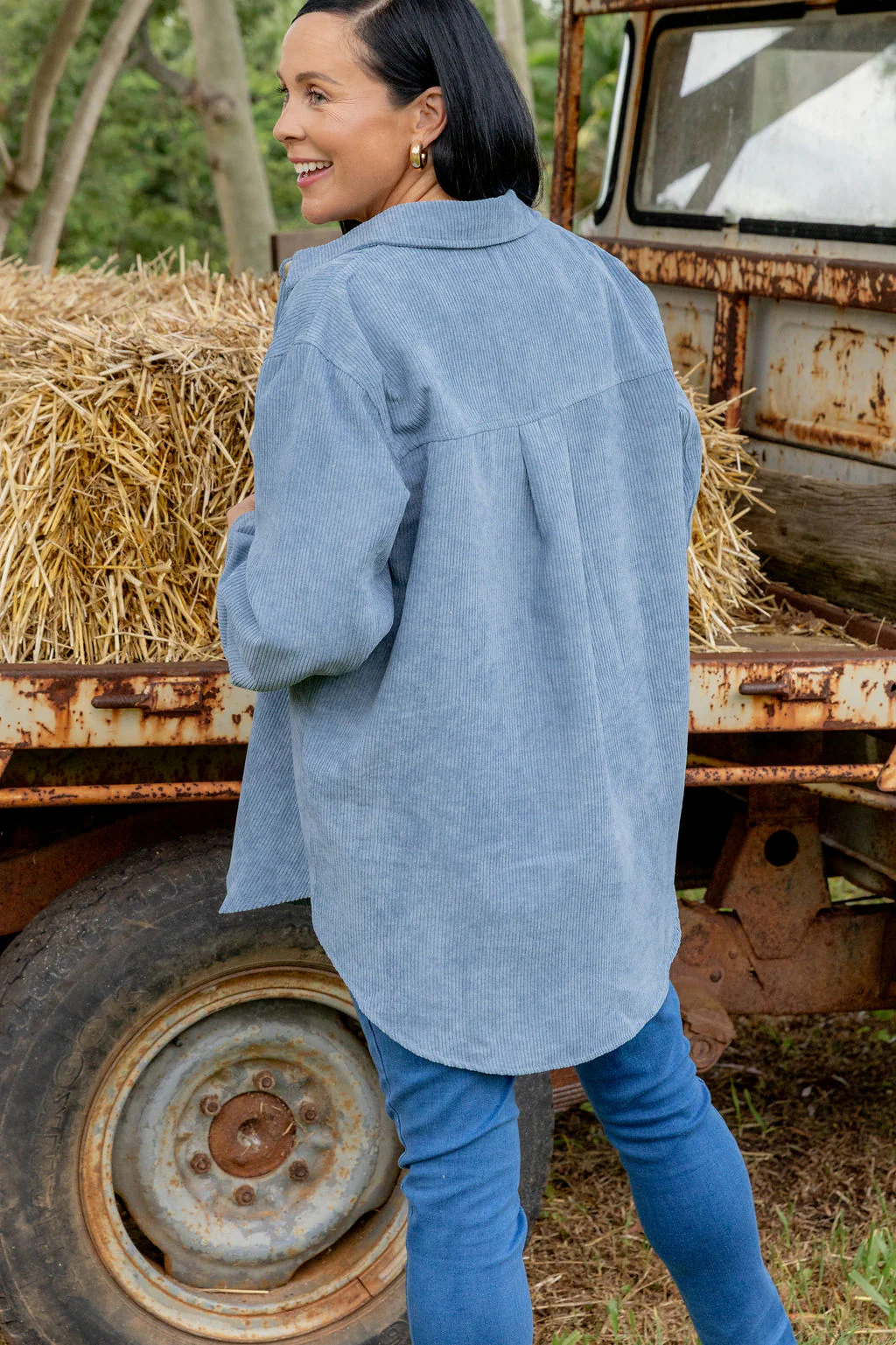 Elsia Cord Shacket in Denim Blue - Image 10