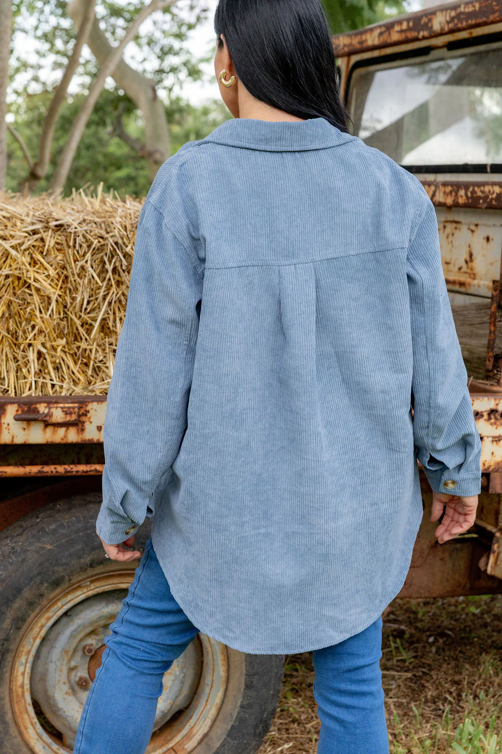 Elsia Cord Shacket in Denim Blue - Image 11