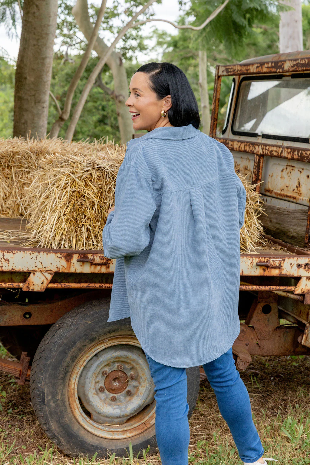 Elsia Cord Shacket in Denim Blue - Image 14