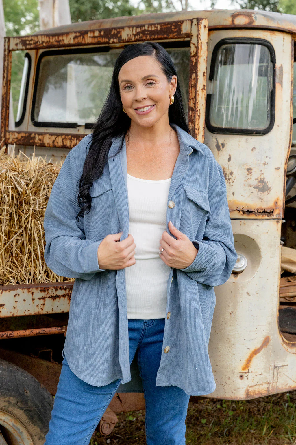 Elsia Cord Shacket in Denim Blue - Image 17
