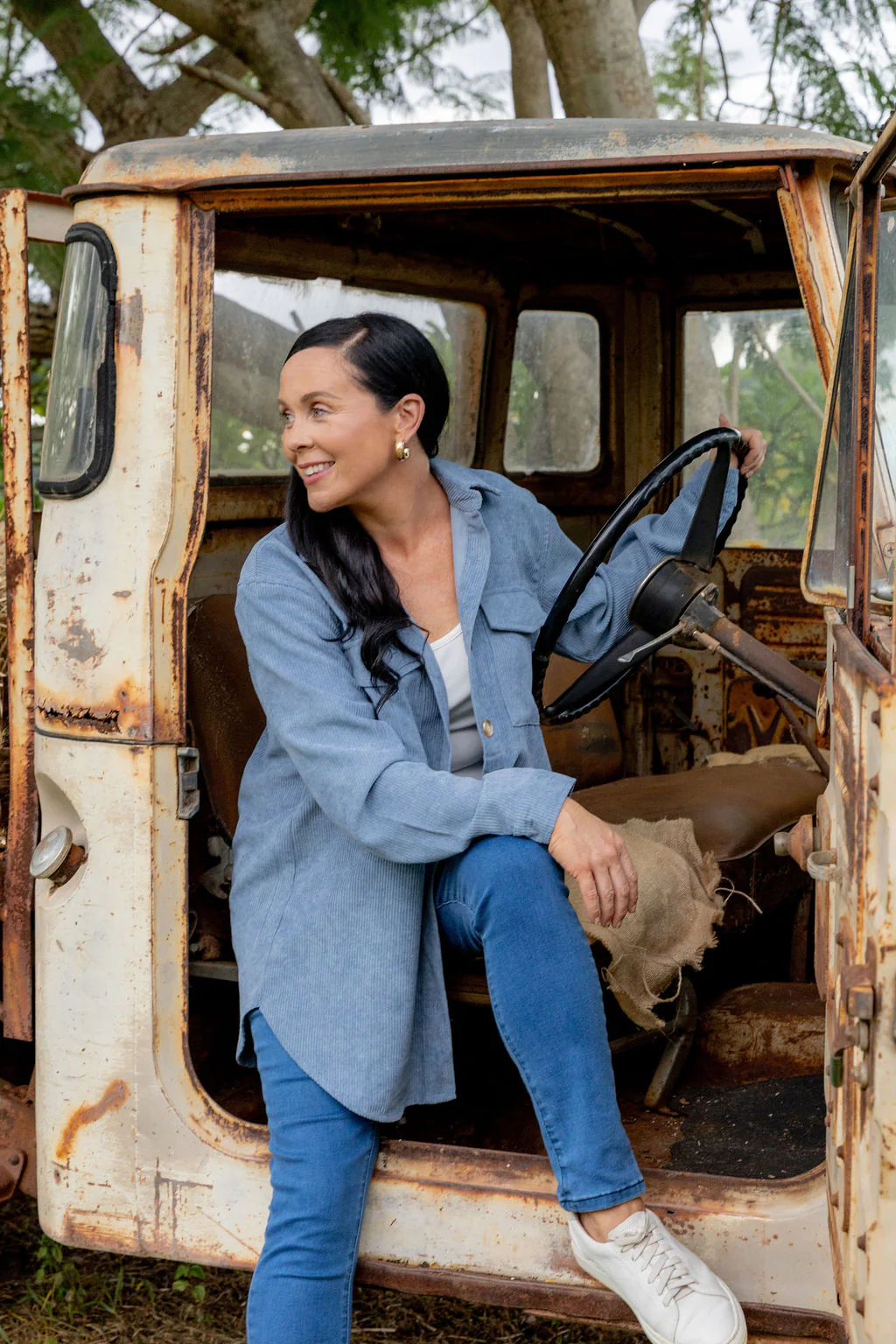 Elsia Cord Shacket in Denim Blue - Image 2
