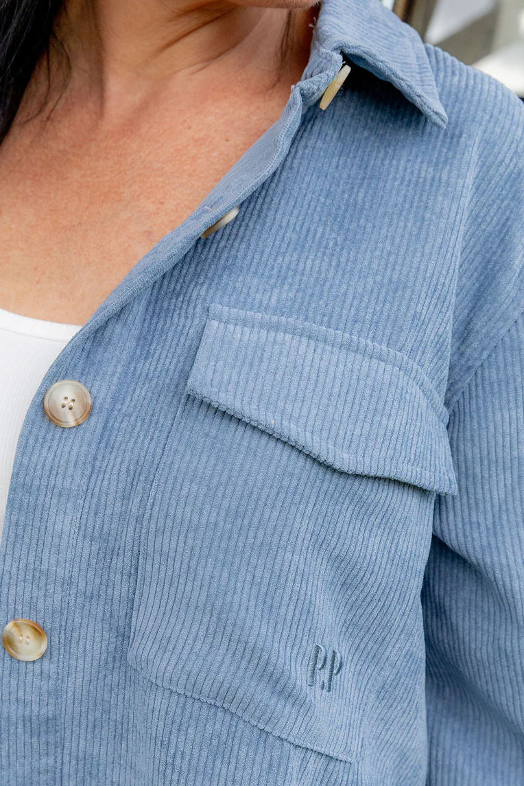 Elsia Cord Shacket in Denim Blue - Image 3