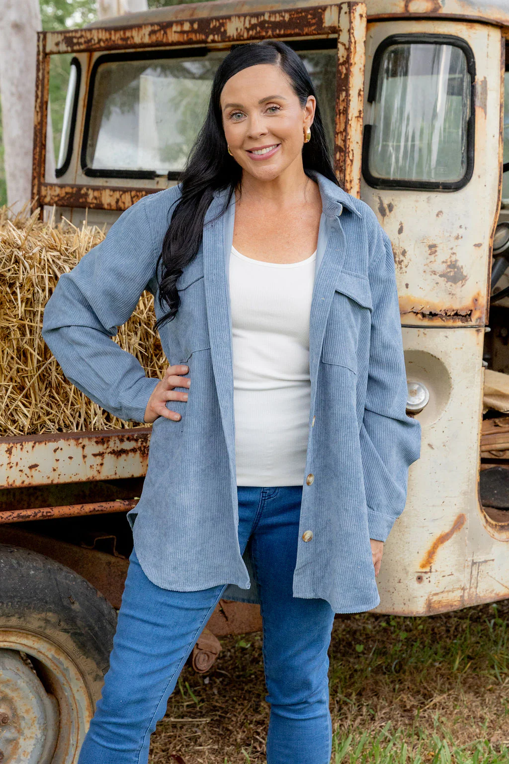 Elsia Cord Shacket in Denim Blue - Image 5