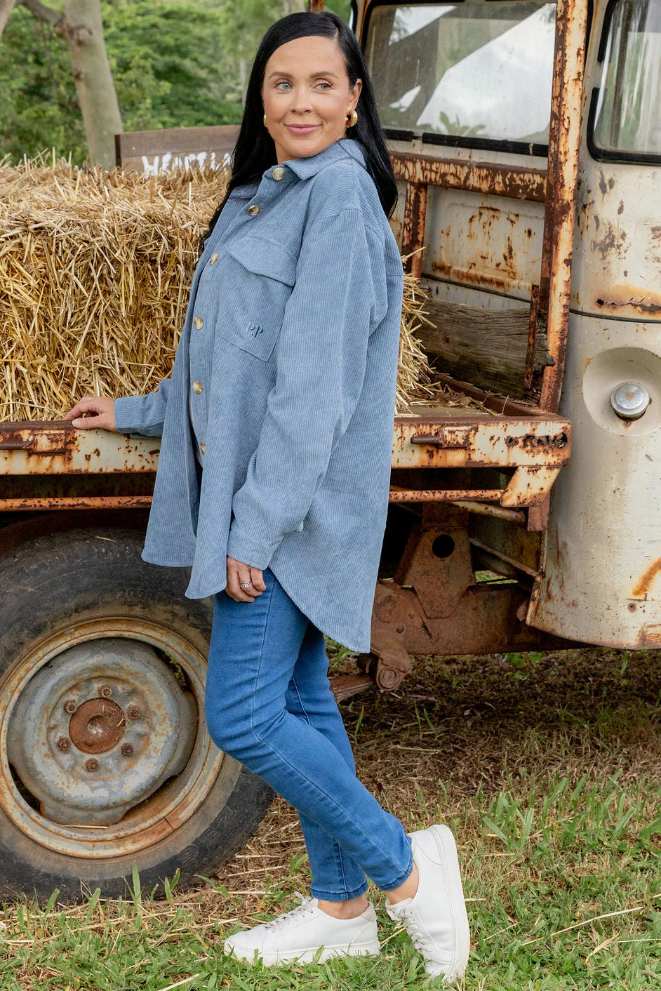 Elsia Cord Shacket in Denim Blue - Image 6