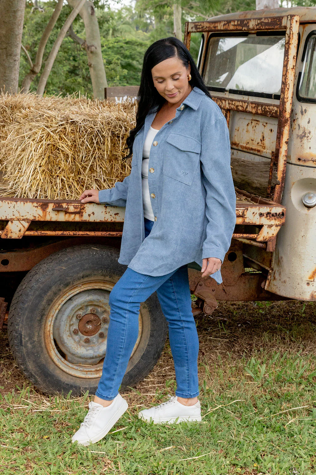 Elsia Cord Shacket in Denim Blue - Image 9