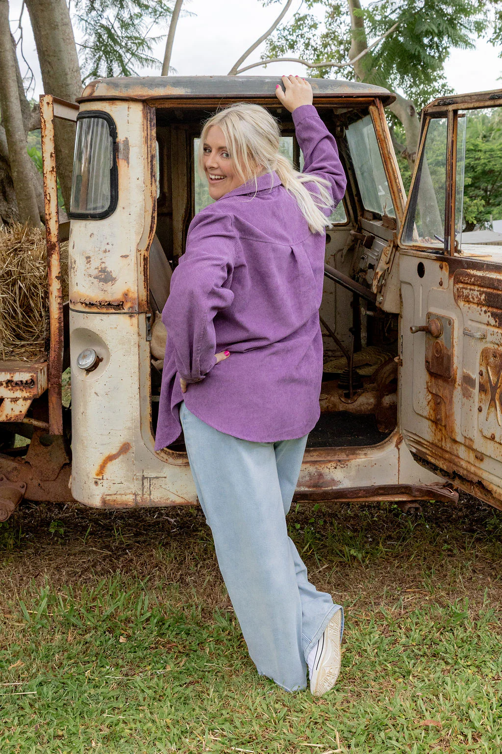 Elsia Cord Shacket in Dusty Purple - Image 8