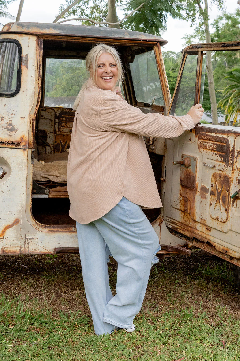 Elsia Cord Shacket in Oat - Image 9