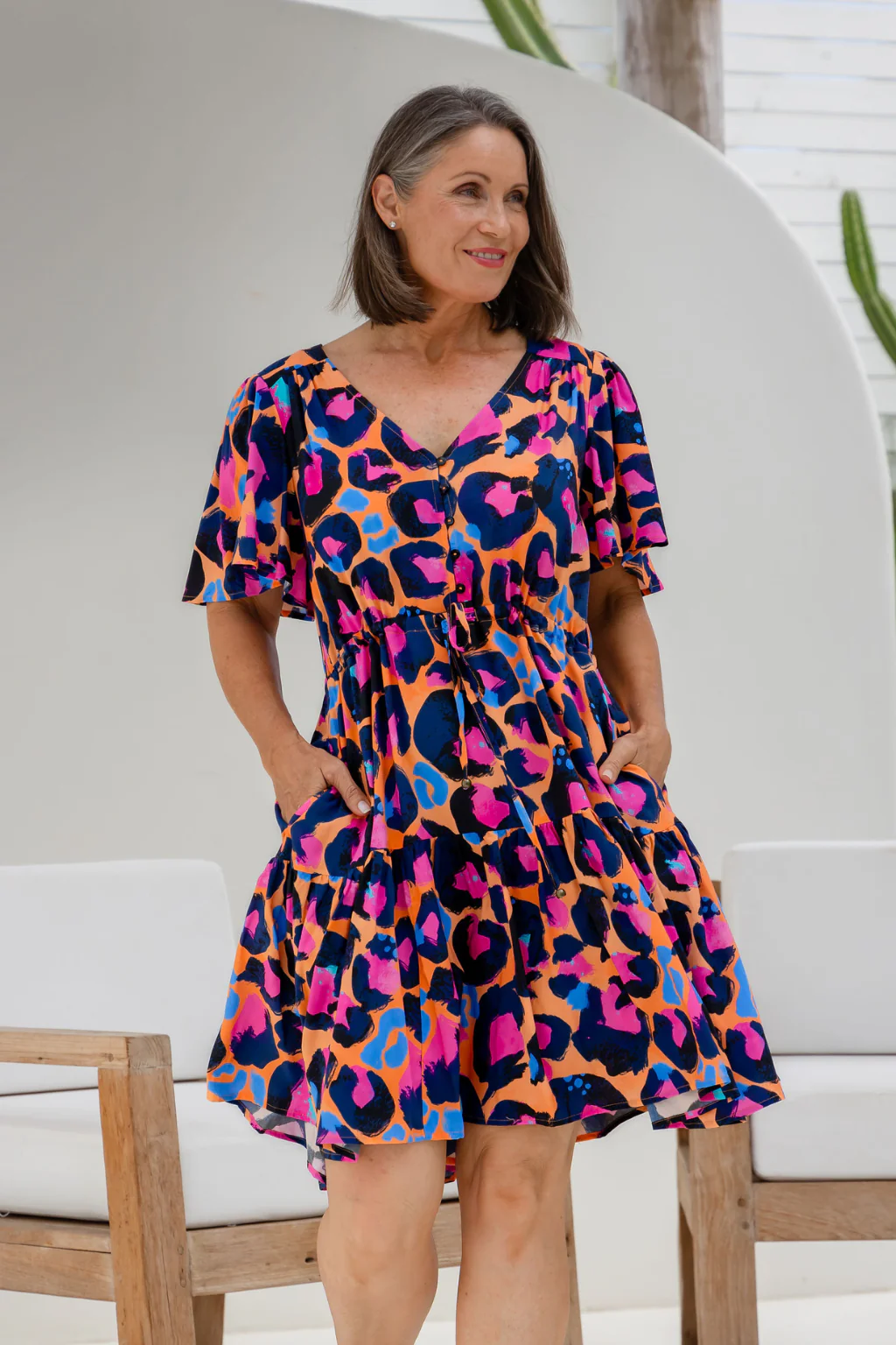 Esmae Dress in Sherbie - Peach Leopard by Kasey Rainbow - Image 2