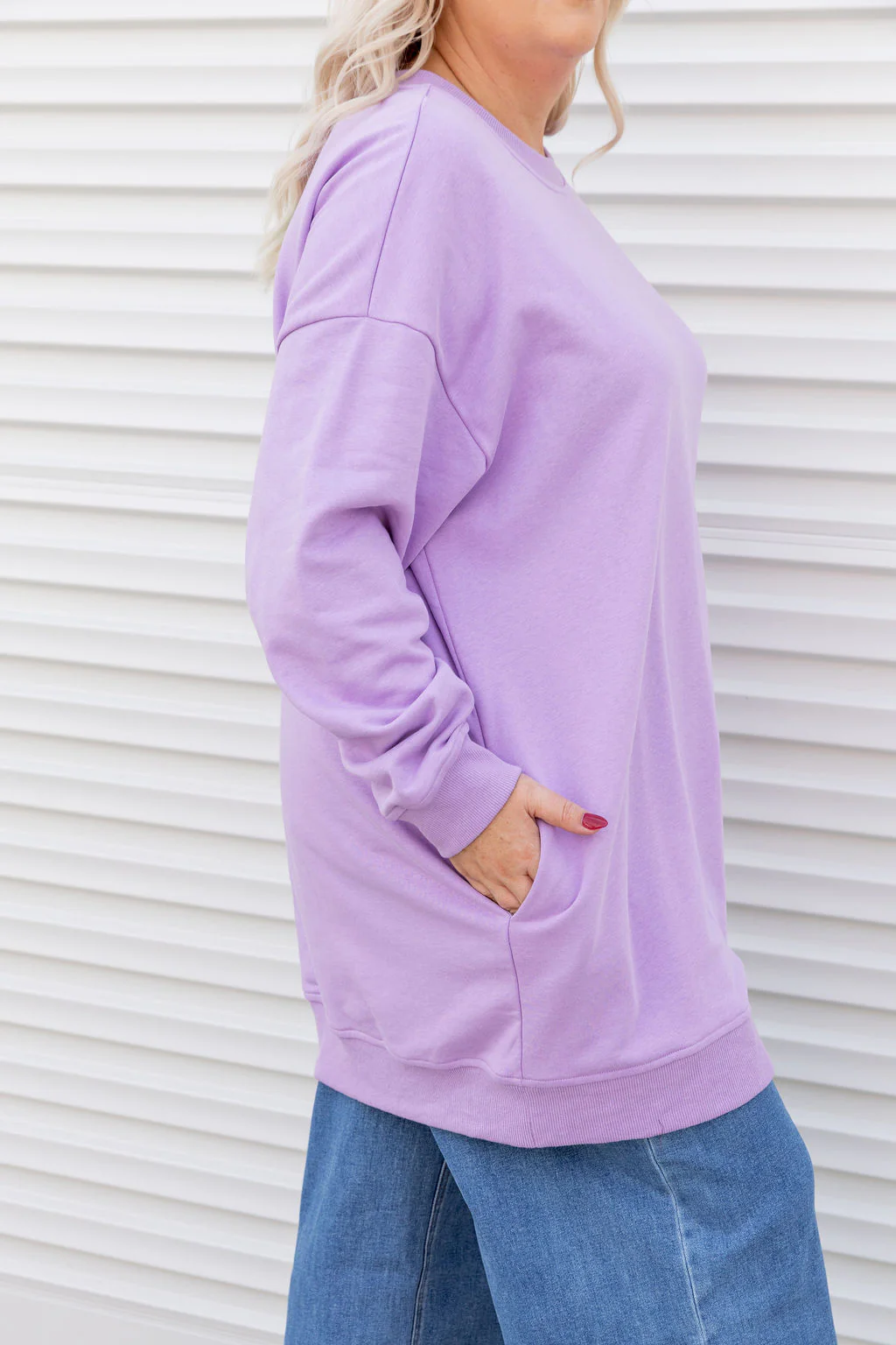 Evan Longline Sweatshirt in Good Vibes Lilac - Image 4