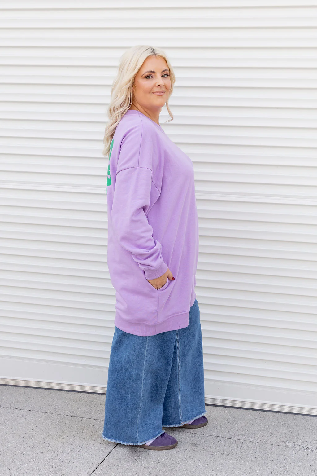 Evan Longline Sweatshirt in Good Vibes Lilac - Image 7