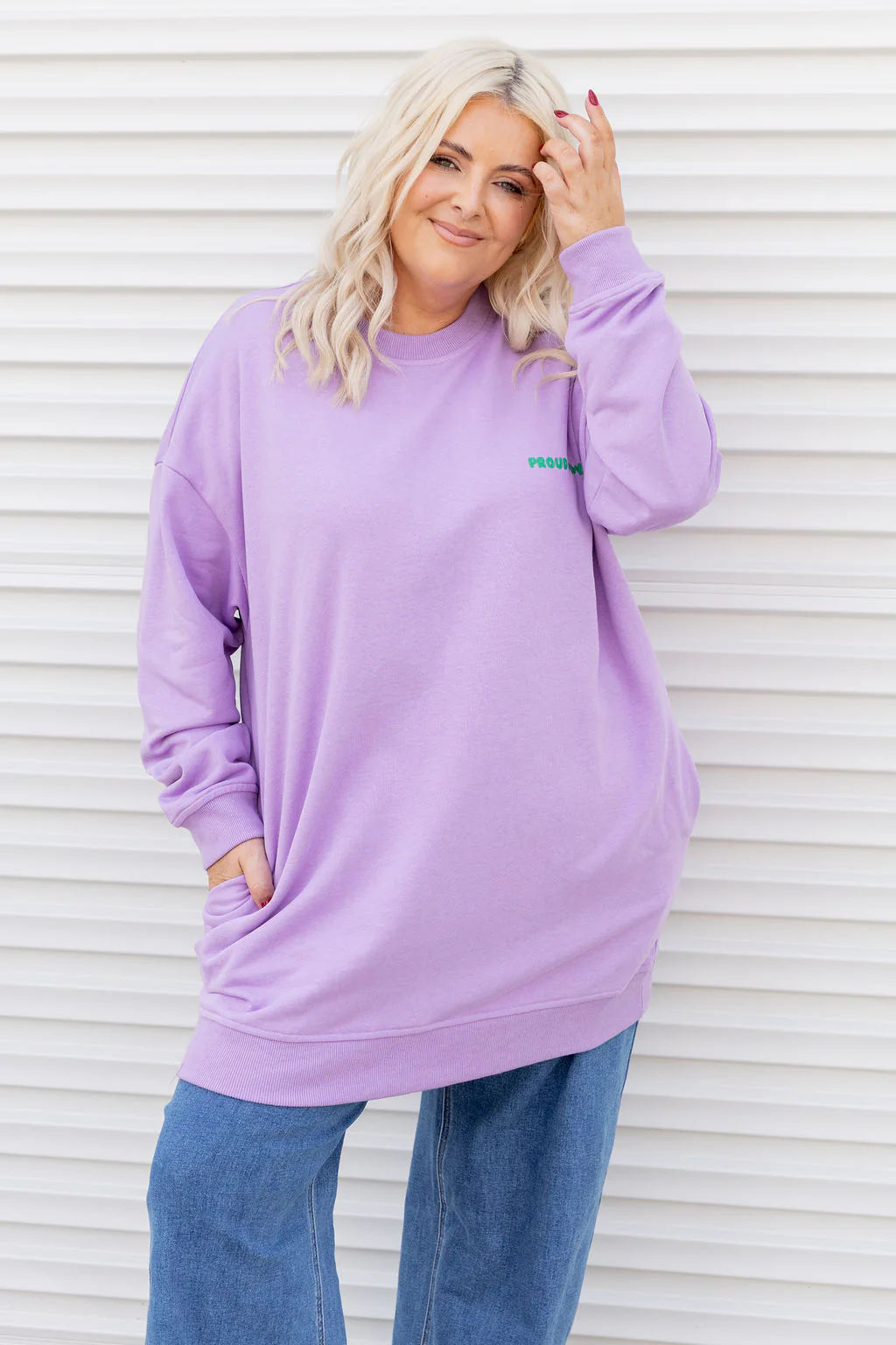 Evan Longline Sweatshirt in Good Vibes Lilac - Image 9