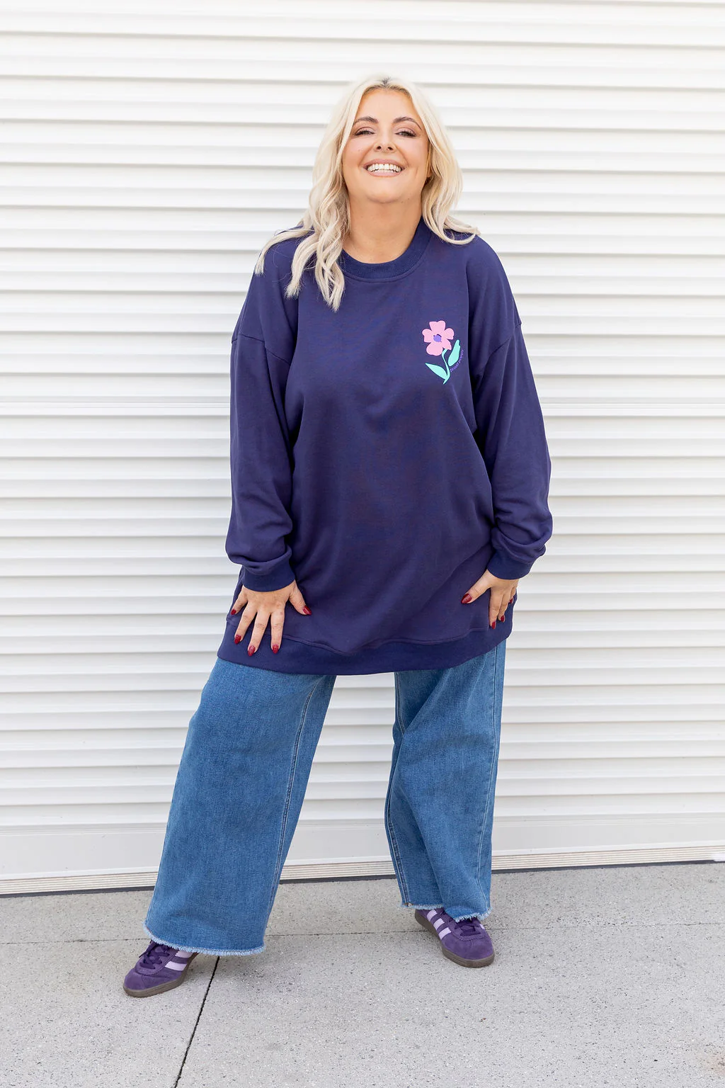 Evan Longline Sweatshirt in Kindness Navy - Image 3